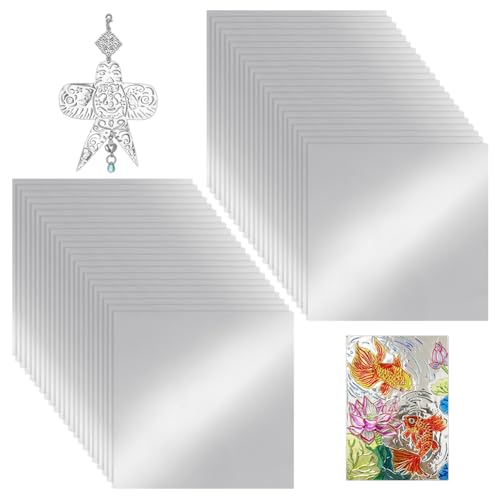 AHANDMAKER 100 Blatt Aluminiumfolie Silberfarben 0.7mm Zum Basteln Prägen Und Gestalten von Metall Für DIY Projekte Heimdekoration Schulprojekte Halloween Geschenkverpackungen 12x12cm