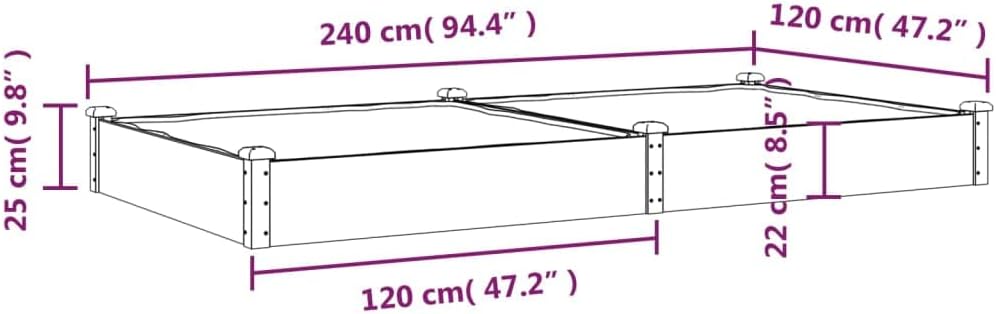Extra Long Raised Garden Bed 94.5"x47.2"x9.8" Solid Fir Wood Planter Box Outdoor, Natural Brown Rectangular Elevated Garden Beds for Patio Backyard Herb & Veggie Growing