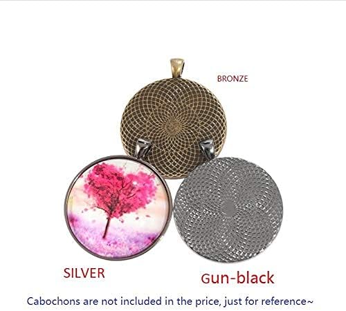 10pcs 40mm Round cabochon Pendant Base Settings Antique Gun-Black Jewelry Bezel Blanks DIY Necklace Making Supplies - Image 3