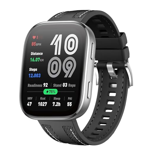 [Etsbaocy] 22mm �o���h For Amazfit Bip 6/Bip 5/5 Unity/Amazfit GTR 47mm/GTR 4/GTR 3 Pro �Ή� �����o���h �����x���g �ւ��x���g �V���R��+�i�C������ �_�炩�� - �u���b�N