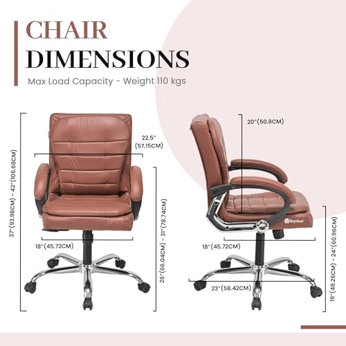 Image of Comfortable Ergonomic Revolving Medium Back Office /Home Study Revolving Leatherette Chair (1, Brown, Standard)