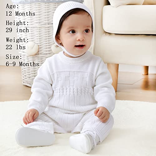 Booulfi Baby Boy's Christening Baptism Outfits Suit With Hat，Cross Detail #TOP2