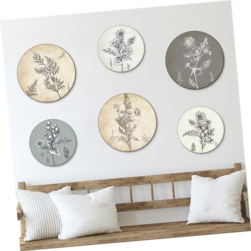 Panneaux muraux en bois à fleurs : lot de 6 décorations rustiques