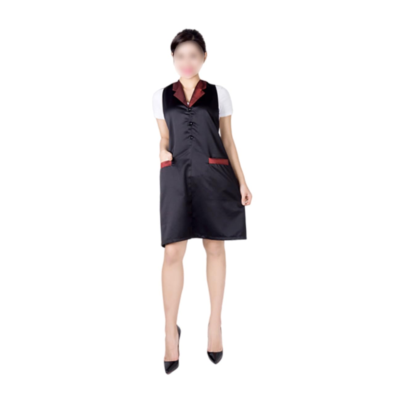 2 Piezas delantal protector bata de aseo bata de peluquería chaqueta de delantal de peluquero profesional accesorios para cortar el cabello uniforme de rojo