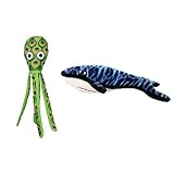 TUFFY - World's Tuffest Soft Dog Toy - Ocean Whale- Squeakers - Multiple Layers. Made Durable, Strong & Tough. Interactive Play (Tug, Toss & Fetch). Machine Washable & Floats. (Combo Pack)
