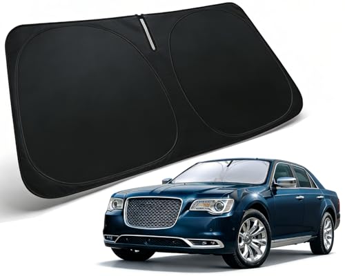 Image of Windshield Sun Shade for 2011-2025 Chrysler 300 300c Accessories | Car Front Window Sun Visor Protector & Heat Shield | 240T Sunshade Protection Blocks UV Rays Keep Your Car Cooler