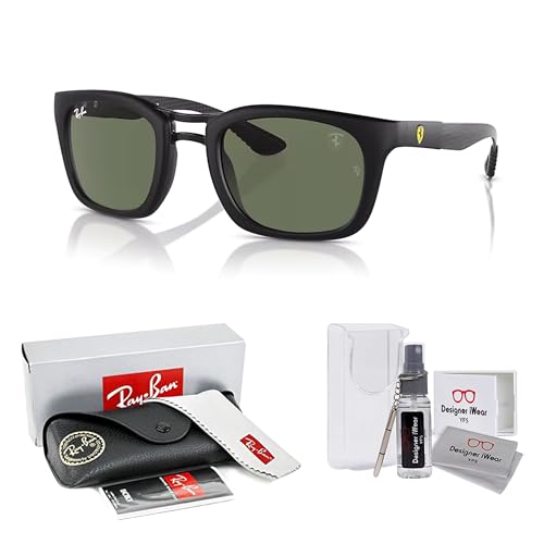 Ray-Ban Scuderia Ferrari Collection RB8362M Square Sunglasses for Men for Women +BUNDLE with ACCESSORY EYEWEAR KIT2
