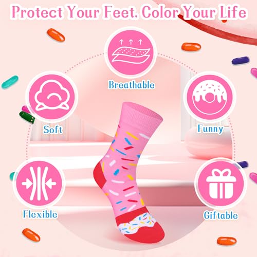 Image of Funny Donut Burger Food Socks Box, Crazy Socks for Women Teen Girls, Birthday Christmas Stocking Stuffers Gag Gifts
