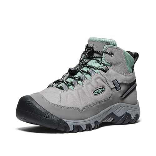 KEEN Unisex-Child Targhee 4 Mid Height Durable Comfortable Waterproof Hiking Boots, Alloy/Granite Green, 13 by KEEN - Used condition - US$76.00