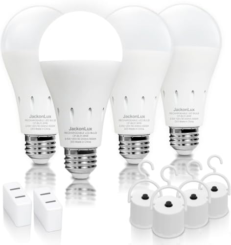 JackonLux Rechargeable Emergency Light Bulb, 5000K...