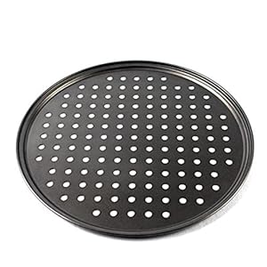 Carbon Steel Non-Stick Pizza Baking Pan Mesh Tray Plate Round Deep Dish Pizza Pan Tray Mould Bakeware Baking Tool (Size : 24.5cm)
