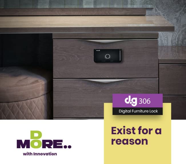 Image of Dorset DG 305 Fingerprint Lock for Drawer & Cabinets | Biometric Lock with 40 Fingerprint Access | Keyless Furniture Drawer Lock | Suitable for Home & Office - Ideal Door Thickness 15-24 mm | Black