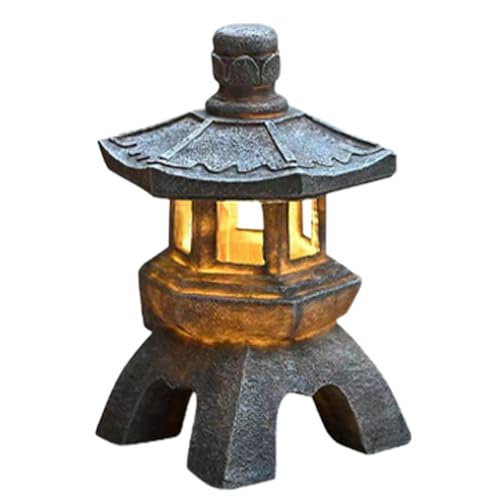 Luz para Pathway Solar - Farol de piedra antigua decorativa, luz de patio LED Eco -compatible | Torre Zen solar resistente a la intemperie, luz de jardín al aire libre sin esfuerzo para patio