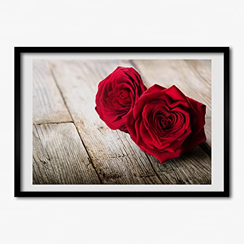 Cadre MDF Tulup 70x50 cm avec affiche de roses sur bois pour une peinture moderne