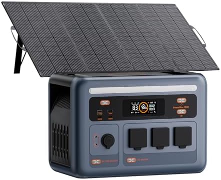 OSCAL PowerMax 1800SE Tragbare Powerstation mit 200W Solarpanel | 1024Wh LFP Batterie Backup mit 3x1800W AC Ausgäng, Schnellladung von 0-80% in 45 Mins, Notstromaggregat für Campin