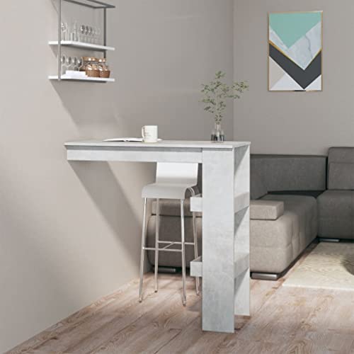 homiuse Mesa de Bar de Pared Gris 102x45x103,5cm Barra Soporte para Mesa Mesa Alta con Estante Mesa Alta Cocina Mesa Alta Bar Mesas Altas De Bar Mesa Alta Tipo Bar Madera contrachapada