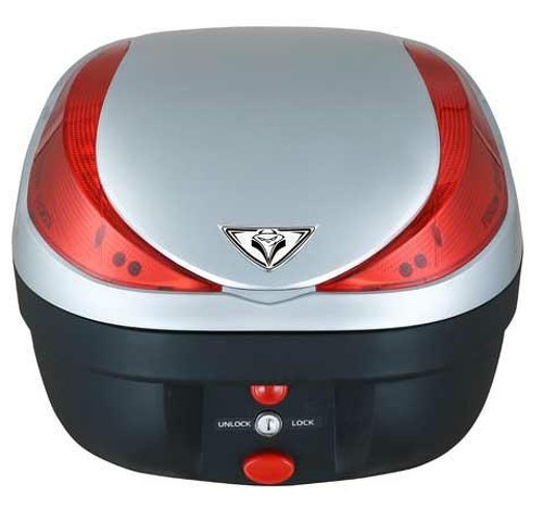 A de Pro Top Case Box Fusion 28 Lt Frein Roller coocase Moto lumière Alarme Argent 10
