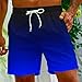 Men's Casual Shorts Gradient Color Elastic Waist Drawstring Shorts Relaxed Fit Summer Fashion Bermuda Pants Blue