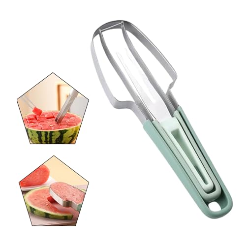 Jakiro Affettatrice Per Melone 3 In 1 2024, Affettatrice Per Frutta E Anguria In Acciaio Inox, Strumento Per Tagliare L'Anguria, Taglierina A Forchetta, Set Di Coltelli Per La Casa (Verde)