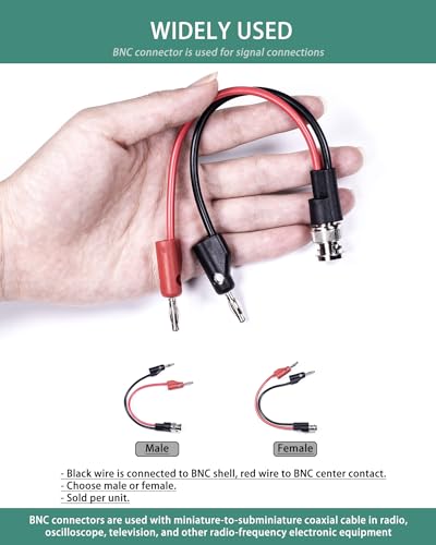 Image of BNC Test Leads, BNC to Multi-Stacking Banana Plugs, Test Lead Breakout Cable for Multimeter, 5A Current Rating, 1 Pack