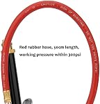 MEASUREMAN Heavy Duty Tire Inflator, Aluminum Body, 20" Red Hose, Clip On Air Chuck, Aluminum Slide, Range 10-130psi/kpa