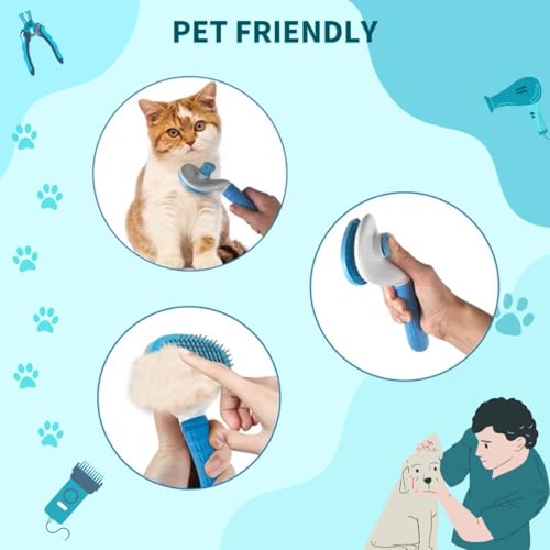 Image of Dog hair brush Thin Slicker dog Brush for hair dogs & Cat brush | Self Clean dog comb for deseeding brush for dog accessories & cat accessories