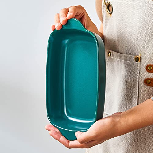 Childike Matte Ceramic Small Baking Dish, Rectangular Bakeware With Double Handle, Roasting Lasagna Pan, 7.63'' X 5.11'', Dark Green #TOP4