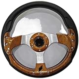 Volants Sport Volant de voiture course en aluminium, 13 pouces, 320MM, volant sport avec bouton klaxon, accessoires universels(Wooden)