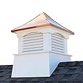 Good Directions Vinyl Coventry Louvered Cupola with Pure Copper Roof, Maintenance Free Solid Cellular PVC Vinyl, 18" x 24", Quick Ship, Reinforced Roof and Louvers, Cupolas,White
