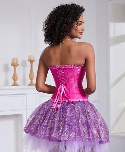 Image of SZIVYSHI Corset Tops for Women, Bustier Shapewear Lingerie, Lace Waist Push Up Bodysuit