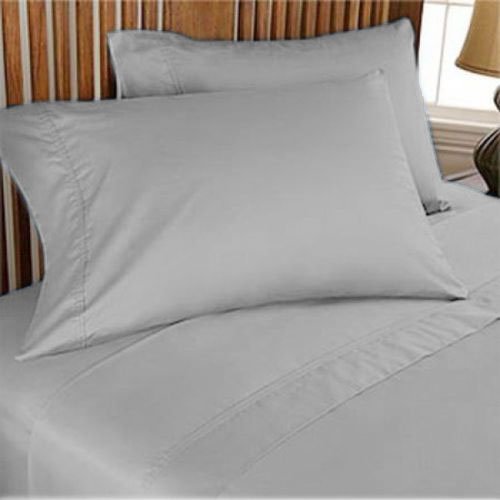 500 TC 100 Egyptian Cotton Coziest 4 -Piece Bed-in-a Bag Sheet Set 17 Deep Pocket Solid Silver Queen