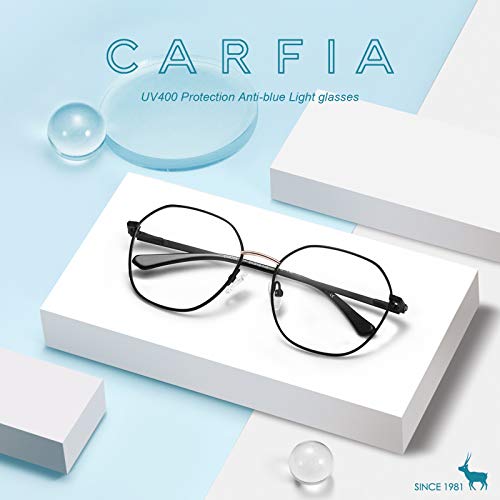 Image of CARFIA Nerd Costume Glasses for Halloween Cosplay Non-Prescription Clear Lens Prop Women Blue Light Blocking Glasses