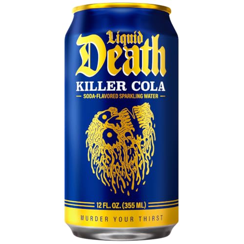 Image of Liquid Death Soda-Flavored Sparkling Water - Killer Cola, Less Sugar*, Huge Flavor, No Caffeine, No Artificial Sweeteners, 12 Fl Oz (Pack of 12)