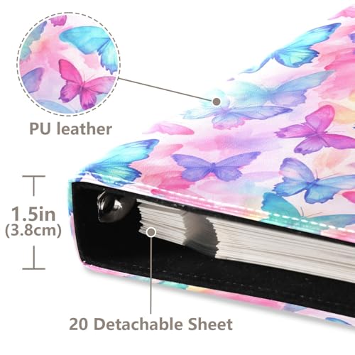 Álbum de fotos grande JIPONI con mariposas acuarela, álbumes de scrapbooking con cubierta de cuero DIY para fotos de 4x6, 5x7 y 6x8 pulgadas, libro de recuerdos autoadhesivo para bodas, bebés y familia miniatura 4
