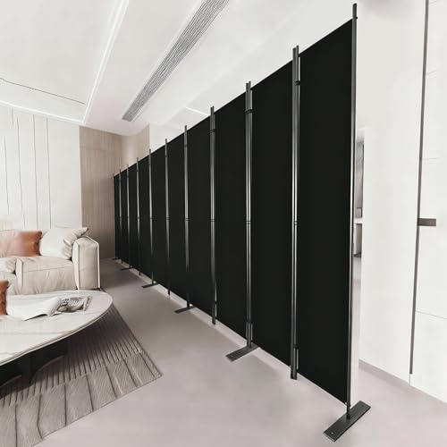 Image of C-Hopetree 10 Panels Room Divider, 6 Ft Tall Indoor Folding Privacy Screen, Portable Partition Separator, Freestanding Separation Temporary Wall for Office, Bedroom, 197 inch W X 71 inch H, Black
