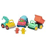 Battat Wonder Wheels Wonder Wheels Set of 3 Mini Toy Trucks and Characters for Kids, Toddlers – Dump Truck, Cement Truck, Tow Truck – Recyclable Vehicles – 1 Year Old + (VE1048Z)