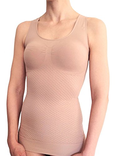 Bioflect® Compression Vest Tank Top - with Bioactive Fibers and Raised Massaging Knit - for Binding, Support and Comfort - Sand L/XL