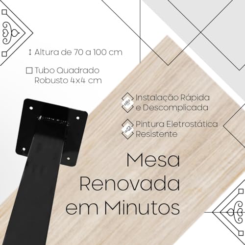 Pé De Mesa Modelo Cannes 90cm Preto Reforçado Anti Ferrugem Para Móveis Aparador Buffet Mesinhas Can