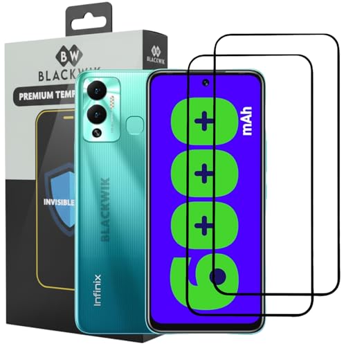 Image of Blackwik Tempered Glass Screen Protector for Infinix Hot 12 / Hot 12 Play with Edge-To-Edge Protector Coverage | Easy Installation Kit (Black) (Pack Of 2)