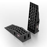 Heavy-Duty Vehicle Service Ramps - 1 Pair Professional Auto Maintenance Lifts for Trucks & SUVs, High-Lift Tire Ramps for Underbody Oil Change, Integrated Support for Jack Stands