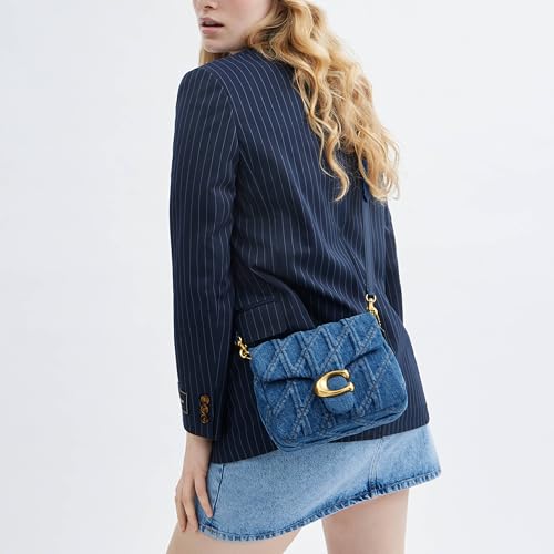 Coach Quilted Denim Times Square Tabby Shoulder Bag, B4/Deep Blue4