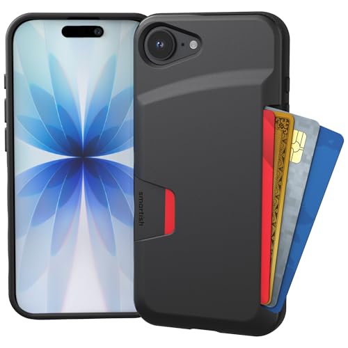 Smartish® iPhone 17e/16e Wallet Case - Wallet Slayer Vol. 1 [Slim + Protective] Credit Card Holder - Drop Tested Hidden Credit Card Slot Cover for Apple iPhone 17e/16e - Black Tie Affair