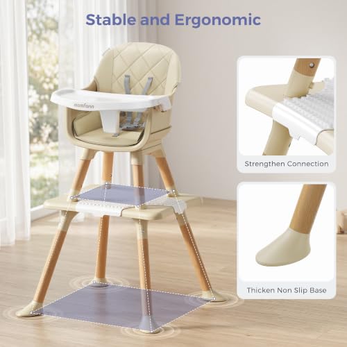 Image of 6 in 1 Convertible High Chair for Baby and Toddler,Toddler High Chair with Adjustable Tray & 5-Point Safety Harness, Dish-Washer Safe