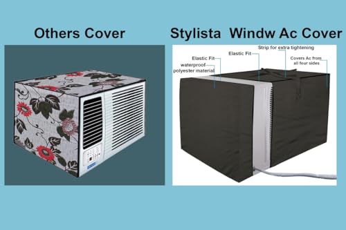 Image of Stylista Polyester Window ac Cover Suitable for O-General 1.1 Ton AMGB12FAWA, Military Color Elastic fit Cover for Front and Rear of Window Ac