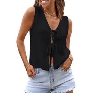 LILLUSORY Womens Crochet Tops Ladie...