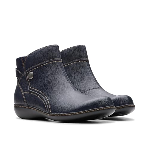 Clarks Clarks Collection Women's Ashland Mabel Ankle Boot, Navy Tumbled Leather, 6.5 Medium US
