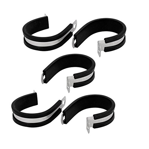 Aexit 38mm Dia Clamps EPDM Rubber Lined P Clips Cable Hose Pipe Clamps Strap Clamps Holder 5pcs