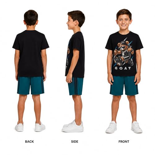 Image of Pro Athlete Active Boys Short Sets - 2 Piece Performance Crewneck Short Sleeve T-Shirt and Shorts Boys Athletic Sets (8-16)