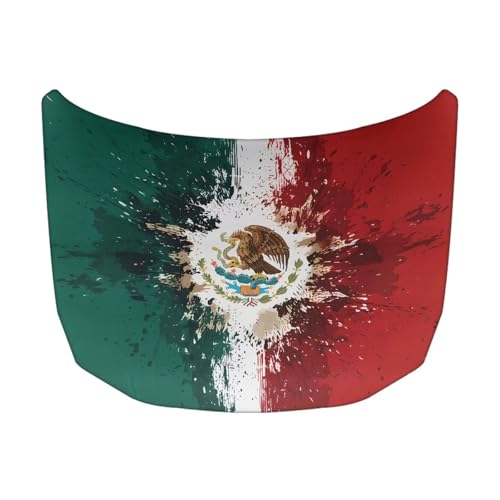 Image of Hood Cover for Compact Sedan SUV Trucks, 59x39 inches Mexican Flag Stretchable Car Hood Wrap Blankets, Waterproof Automotive Exterior Accessories
