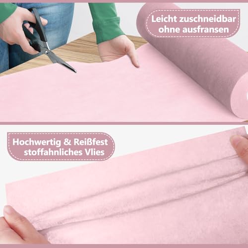 MOKANI Vlies Tischläufer 30m x 30cm, Tischband Hellrosa,Tischläufer Einweg Papier Rolle, Tischdeko Partydeko für Kommunion, Weihnachten, Party, Geburtstag, Hochzeit, Festliche Dekoration